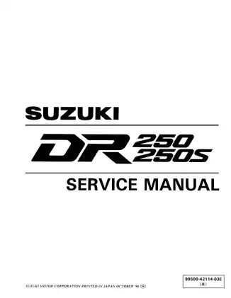 Comprehensive Service Manual for Suzuki DR250 Motorcycle (1990-1995)