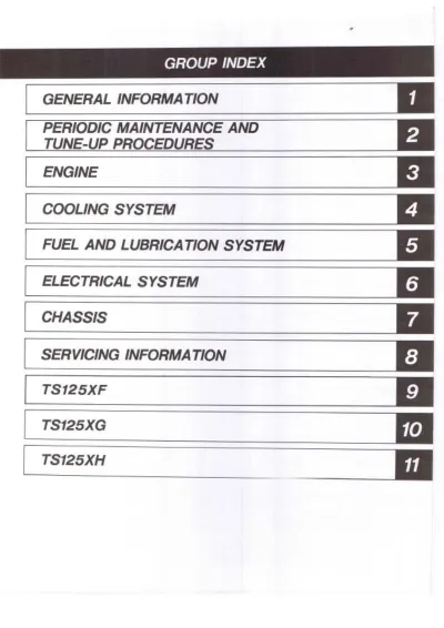 Preview: 1984–1987 Suzuki TS125 Factory Service Manual (P/N 99500-21140-01E)