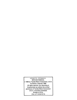 1985-1993 Yamaha FZ750, FZ700, FZ750, FZ700, FZ700T/TC, FZ750N/S/U service manual Preview image 2