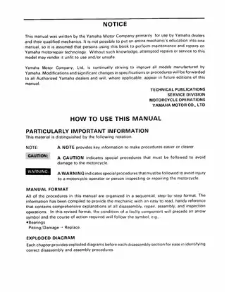 1986-1987 Yamaha FZX700S, FZX700SC service manual Preview image 3