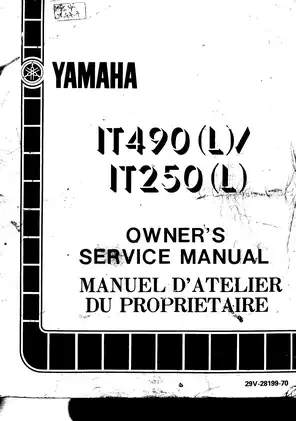 1984 Yamaha IT490(L), IT250(L) owner´s service manual