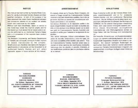 1974-1978 Yamaha RD125 repair manual Preview image 2