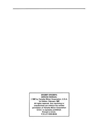 Yamaha 250, SRX-250 service manual Preview image 2