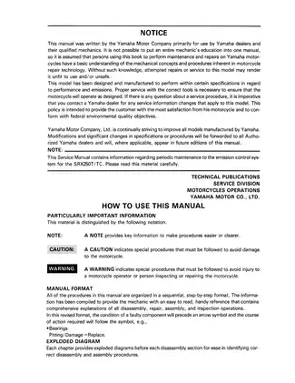 Yamaha 250, SRX-250 service manual Preview image 3