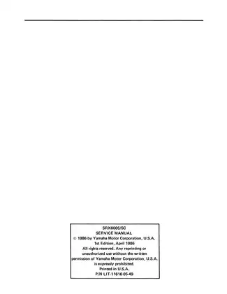Yamaha SRX600S/SC Service Manual (1986) - Comprehensive Repair Guide Preview image 2