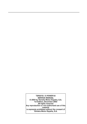 2003 Yamaha TZR50, X-Power service manual Preview image 2