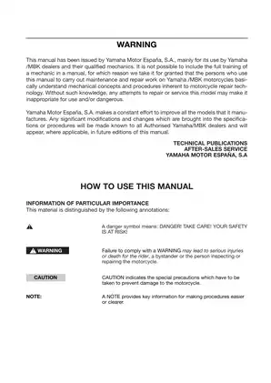 2003 Yamaha TZR50, X-Power service manual Preview image 3