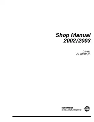 2002-2003 Bombardier DS 650, DS 650 Baja ATV shop manual Preview image 2