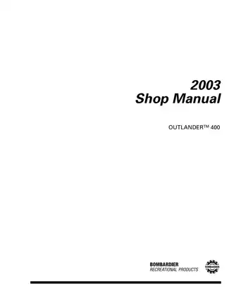 2003 Bombardier Outlander 400 shop manual Preview image 1