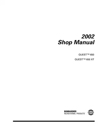 2002-2003 BRP Quest 650, 650 XT ATV shop manual Preview image 2