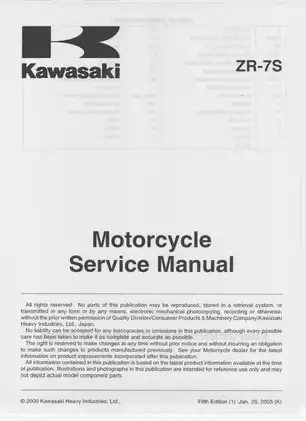 2000-2005 Kawasaki ZR750, ZR-7S, ZR7 motorcycle service manual