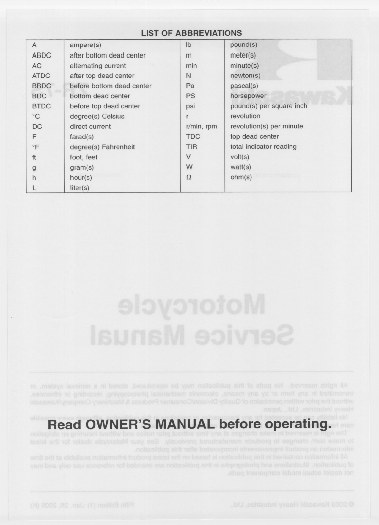2000-2005 Kawasaki ZR750, ZR-7S, ZR7 repair manual Preview image 2
