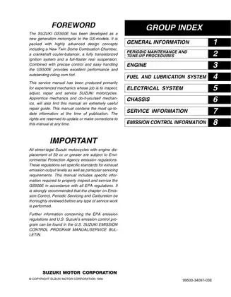 Suzuki GS500E Motorcycle Service Manual (1990-2009) Preview image 1