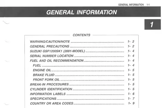 1996-2006 Suzuki GSF 1200 Bandit service manual Preview image 1