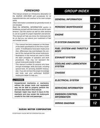 2006-2007 Suzuki GSX-R600 Gixxer service manual Preview image 2