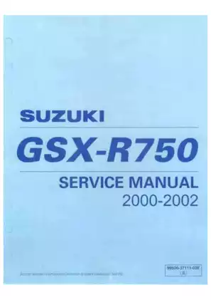 2000-2002 Suzuki GSX-R750 service manual Preview image 1