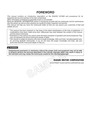 2004-2005 Suzuki VZ1600 Marauder shop manual Preview image 2