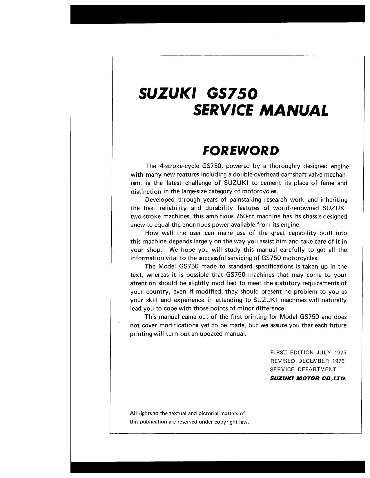 1976-1983 Suzuki GS 750 repair, shop manual Preview image 2