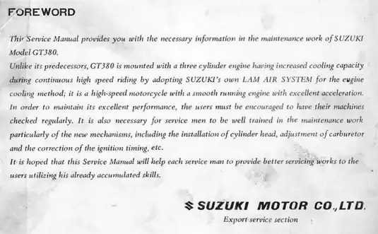 1972-1978 Suzuki GT380 service manual Preview image 2