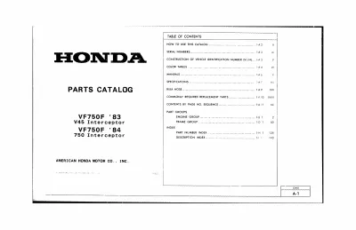 Preview: 1983–1984 Honda VF750F V45 Interceptor Parts Catalog (P/N 61MB203)
