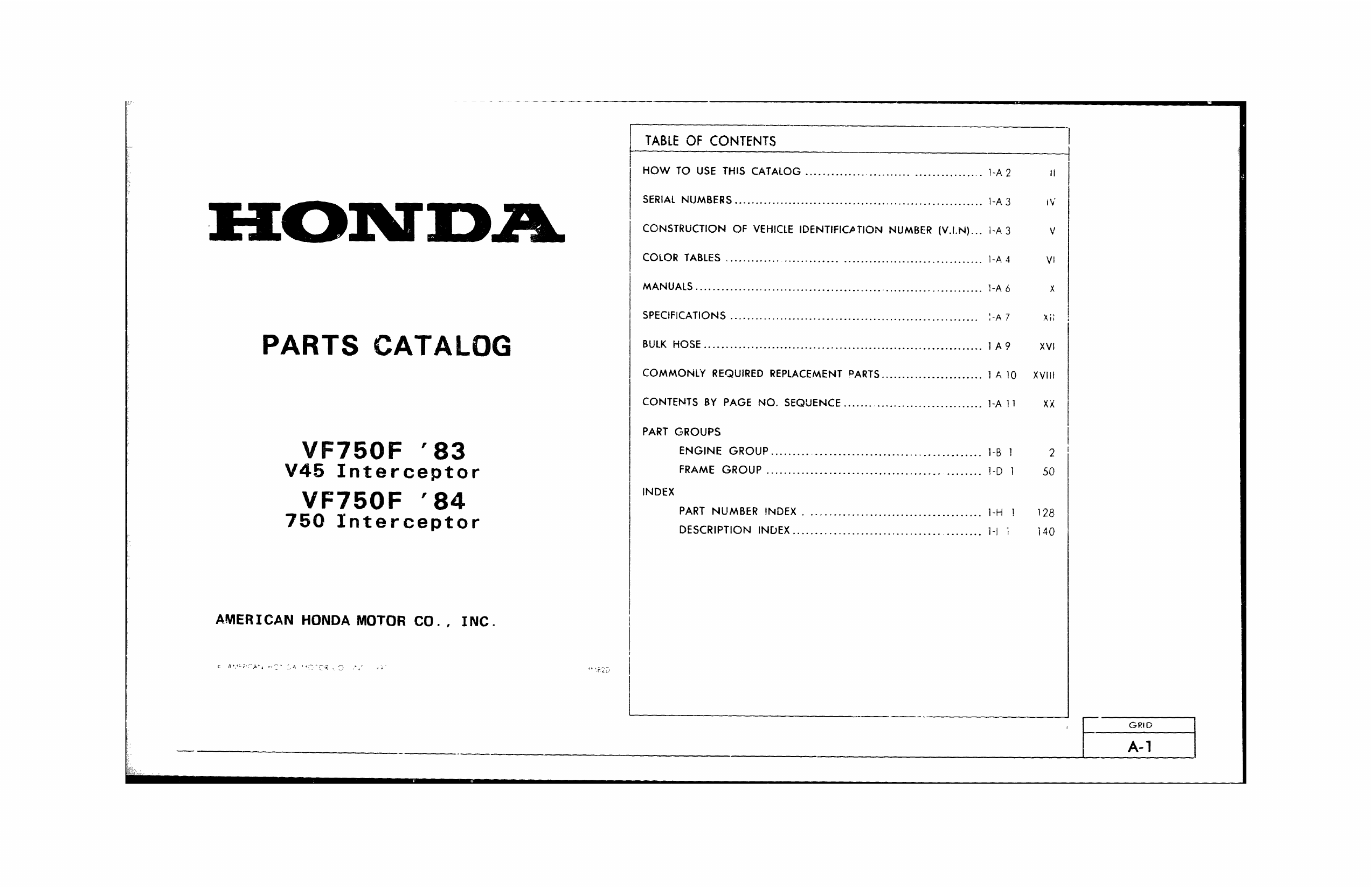 1983-1986 Honda Interceptor VF750F parts catalog Preview image 2