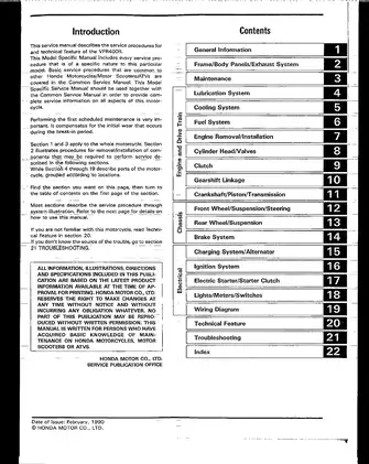 1986-1992 Honda VFR400 service manual