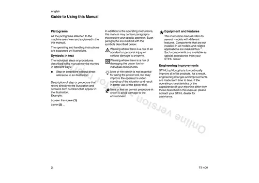 Stihl TS 400 concrete saw service manual Preview image 2