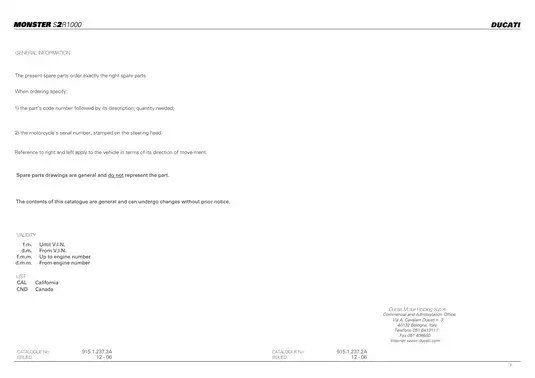 2006 Ducati S2R 1000 Monster service manual Preview image 5