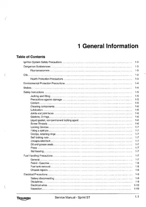 2005-2007 Triumph Sprint ST service manual Preview image 1