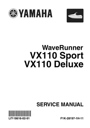 2005-2012 Yamaha WaveRunner VX110 Sport, VX110 Deluxe, VX1100, VX1100A service manual Preview image 1
