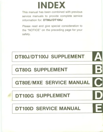 Preview: 1977–1982 Yamaha GT80, GTMXE, GT80G, GT80J, DT80J, DT100D, DT100G, DT100J  Factory Service & Supplementary Manual (P/N LIT-11616-03–05)