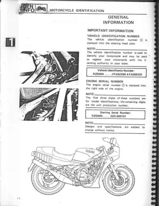 1984-1986 Yamaha RZ 500 manual Preview image 3