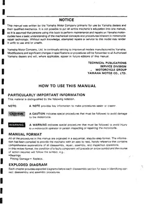1988 Yamaha TDR 250 service manual Preview image 3