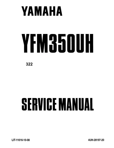 Preview: 1996–1999 Yamaha Big Bear 2x4 YFM350UH Service Manual (P/N LIT-11616-10–08, 4UH-28197-20)