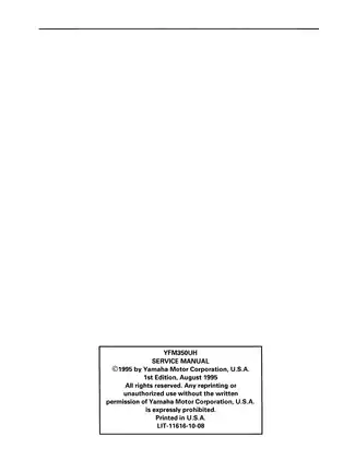 1996-1999 Yamaha 350 Big Bear, YFM350 2WD service manual Preview image 2