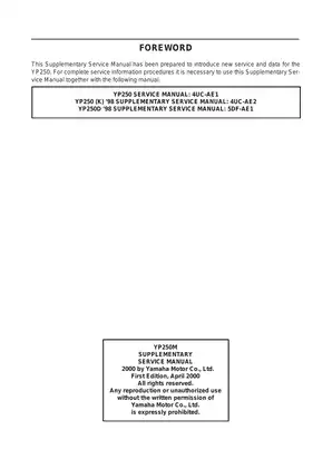 1995-2000 Yamaha YP250M Majesty service manual Preview image 3