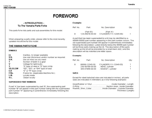 1987-1992 Yamaha YSR50 parts catalog Preview image 2