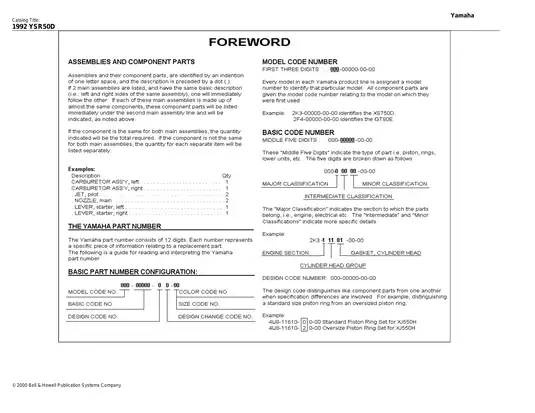 1987-1992 Yamaha YSR50 parts catalog Preview image 3