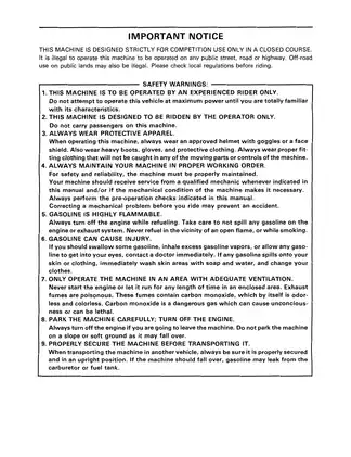 Yamaha 1989 Yamaha YZ125 repair, service manual manual preview page 4 - thumbnail