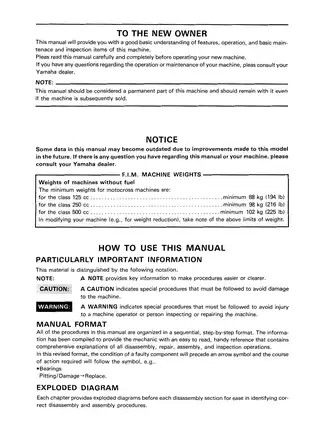 Yamaha 1989 Yamaha YZ125 repair, service manual manual preview page 5 - thumbnail