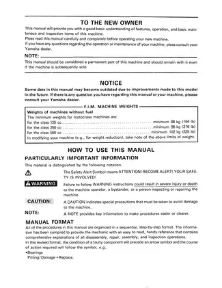 1990 Yamaha YZ125 service manual Preview image 5