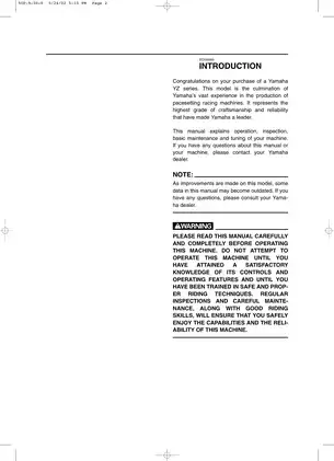 2003-2004 Yamaha YZ250(R)/LC service manual Preview image 4
