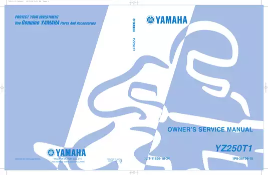 2005 Yamaha YZ 250 repair, service manual