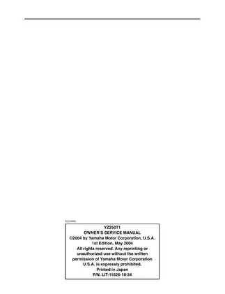 2005 Yamaha YZ 250 repair, service manual Preview image 3