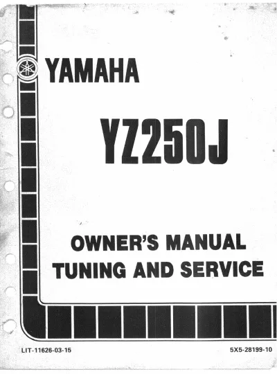 Preview: 1982 Yamaha YZ250J Owner's Manual - Tuning and Service (P/N LIT-11626-03–15)