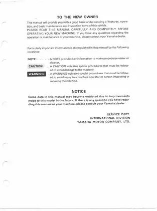 1982 Yamaha YZ250J owner´s, service manual Preview image 3