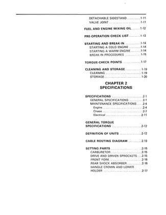 Yamaha 1993 Yamaha YZ250 service, repair manual manual preview page 5 - thumbnail