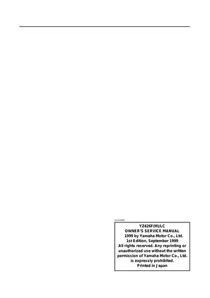 2000-2002 Yamaha YZ426F(M)/LC, YZ426 service manual Preview image 2
