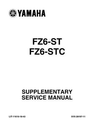 Yamaha FZ6-ST/FZ6-STC Supplementary Service Manual (2004)