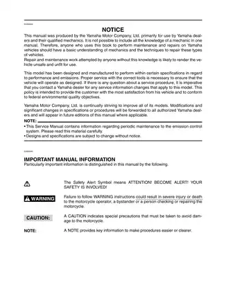 Yamaha FZ6-ST/FZ6-STC Supplementary Service Manual (2004) Preview image 3